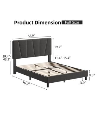 Full Bed Frame with Headboard- Strong Wood Slats Easy Assembly No Box Spring Needed
