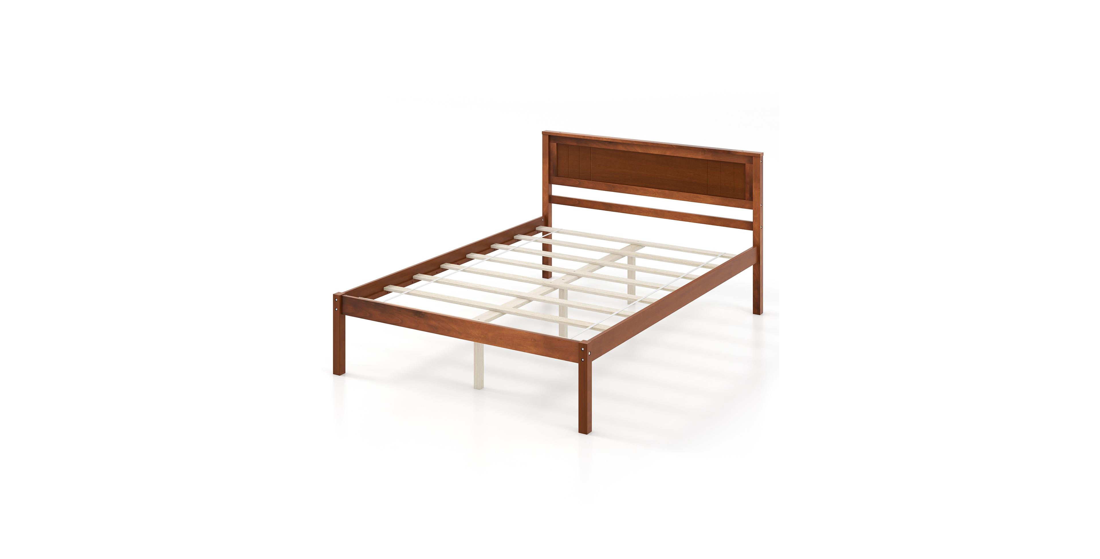 Slickblue Bed Frame with Wooden Headboard and Slat Support