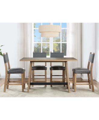 Macai 5-Pc. Wood Dining Set (Counter Height Table + 4 Counter Height Chairs)