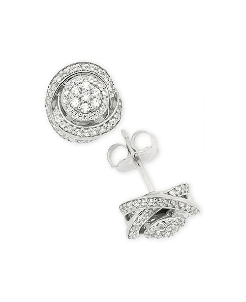 Macy S Diamond Fancy Stud Earrings 1 2 Ct T W In Sterling