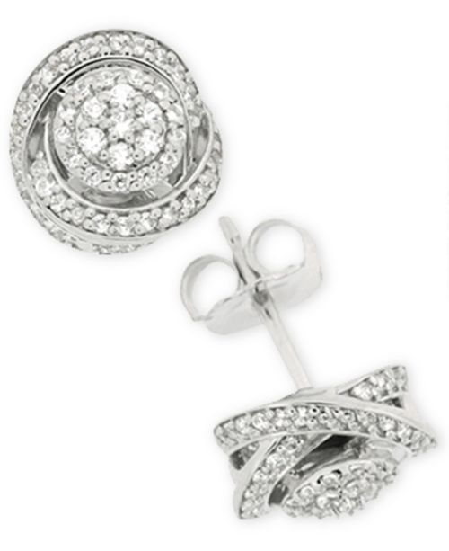 Macy's Diamond Fancy Stud Earrings (1/2 ct. t.w.) in Sterling Silver ...
