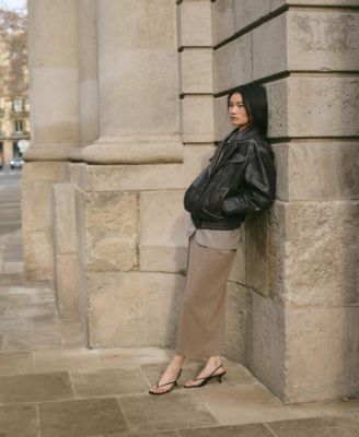 Women's Leather Oversized Buttoned Jacket