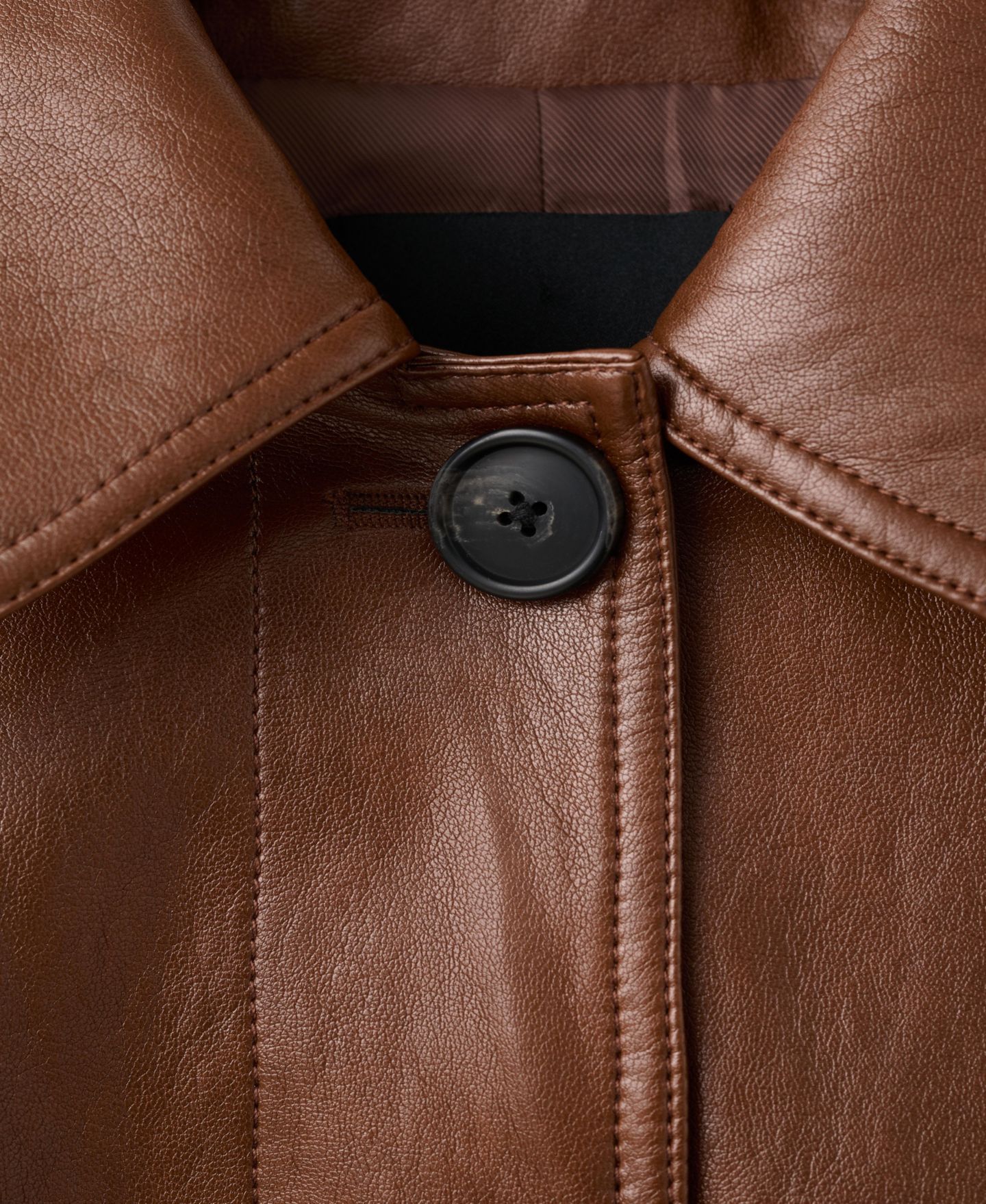 Женское пальто Mango Long Faux-Leather Belt Trench, цвет: Коричневый — фото 5