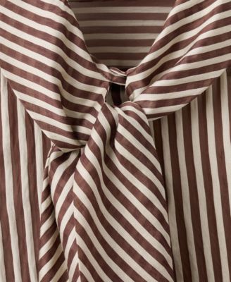 Women's Tie Neck Collar Striped Blouse