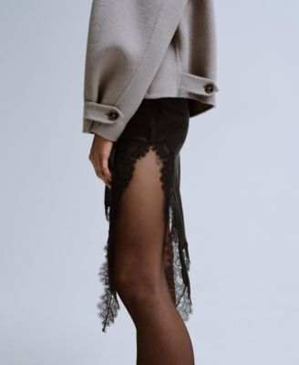 Women's Satin Lace Asymmetrical Short Skirt