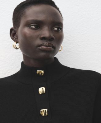 Women's Jewel Buttons Turtleneck Sweater