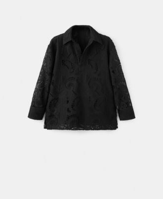 Women's Lace Accents Embroidered Blouse