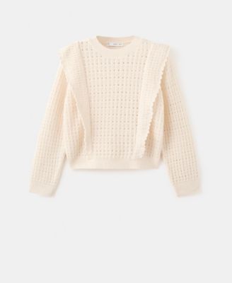Women's Ruffles Openwork Knitted Sweater