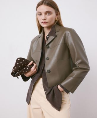 Women's Faux-Leather Pockets Jacket