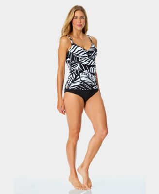 Women's Underwire Surplice Tri Tankini Top and High-Waist Bikini Bottoms