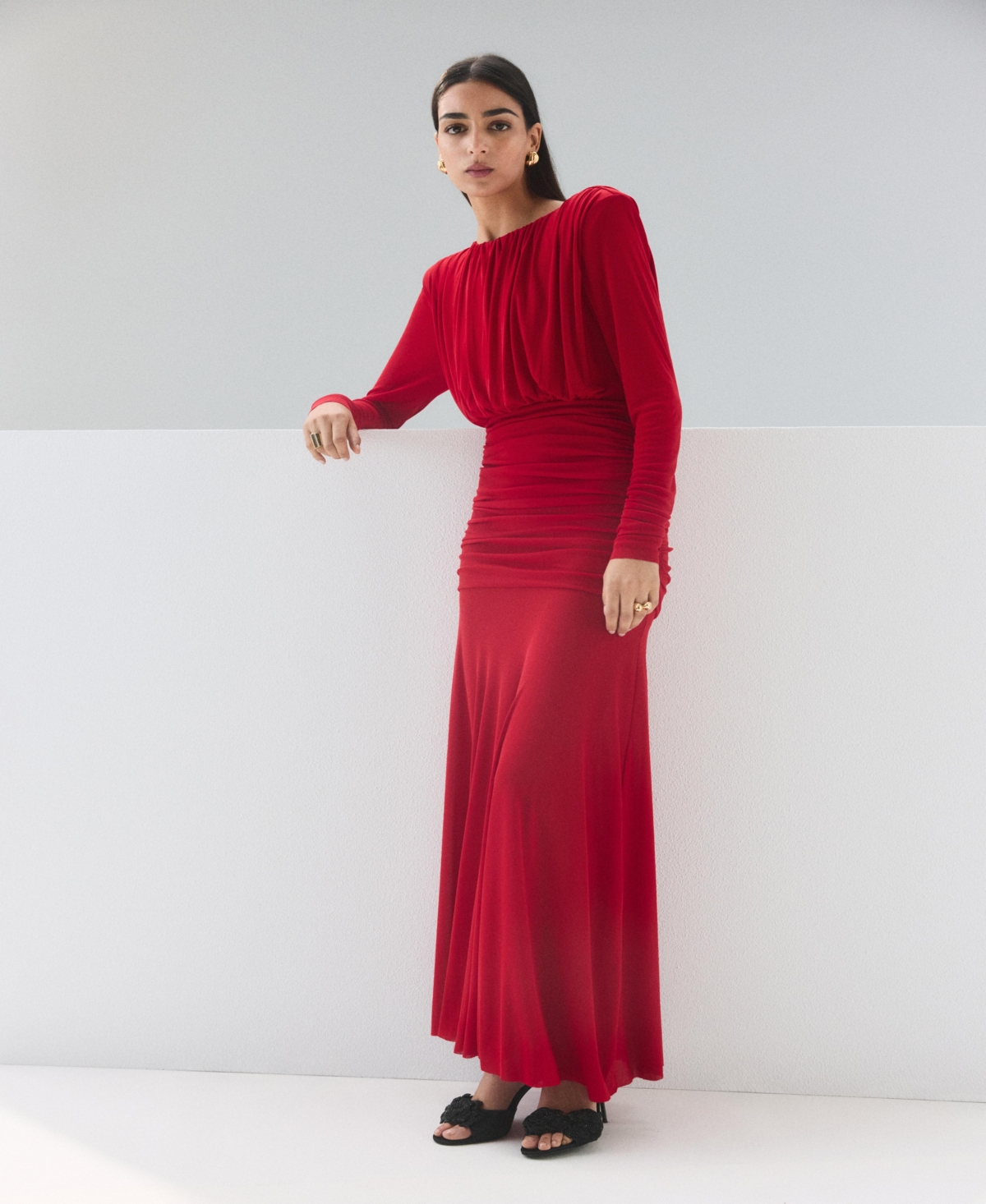 Mango Women's Draped Flared Dress