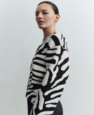 Women's Zebra Print Knit Jumper Sweater