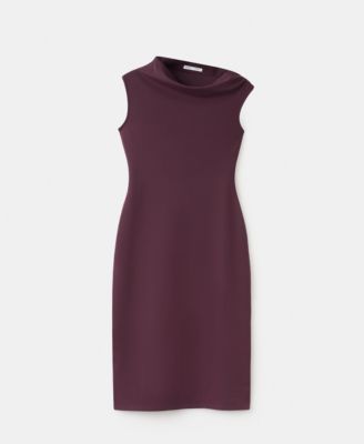 Women's Asymmetrical-Neck Midi Dress