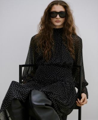 Women's Puffed Sleeves Polka-Dot Dress