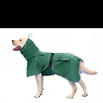 Adjustable Hooded Raincoat for Medium Large Dogs with Reflective Edges