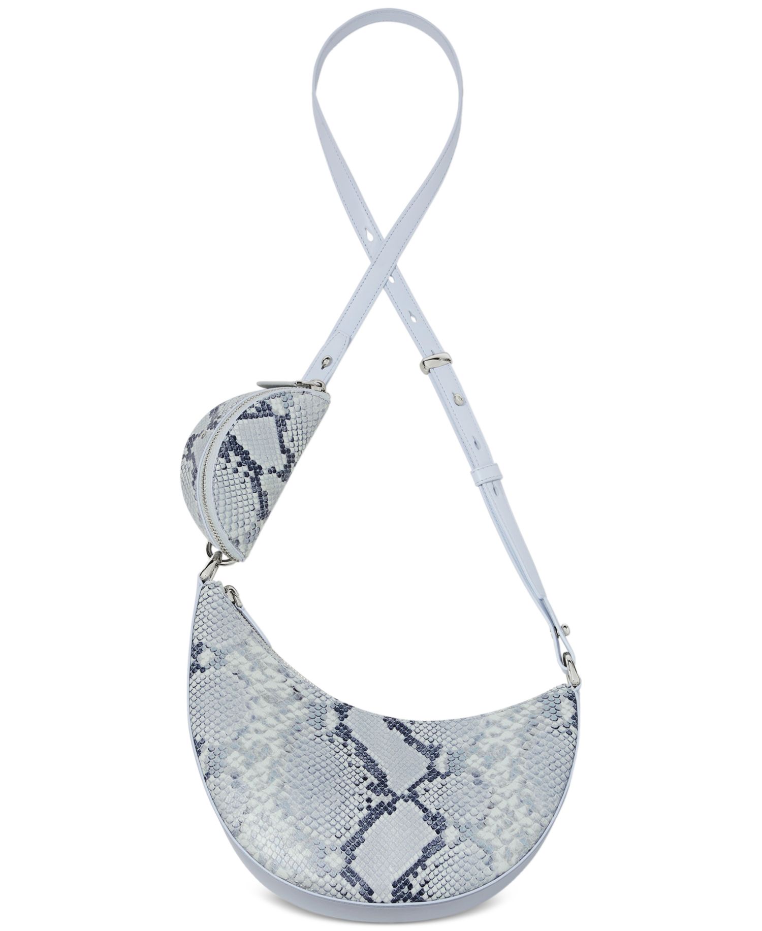 Duo Small Snake Embossed Leather Crossbody Handbag