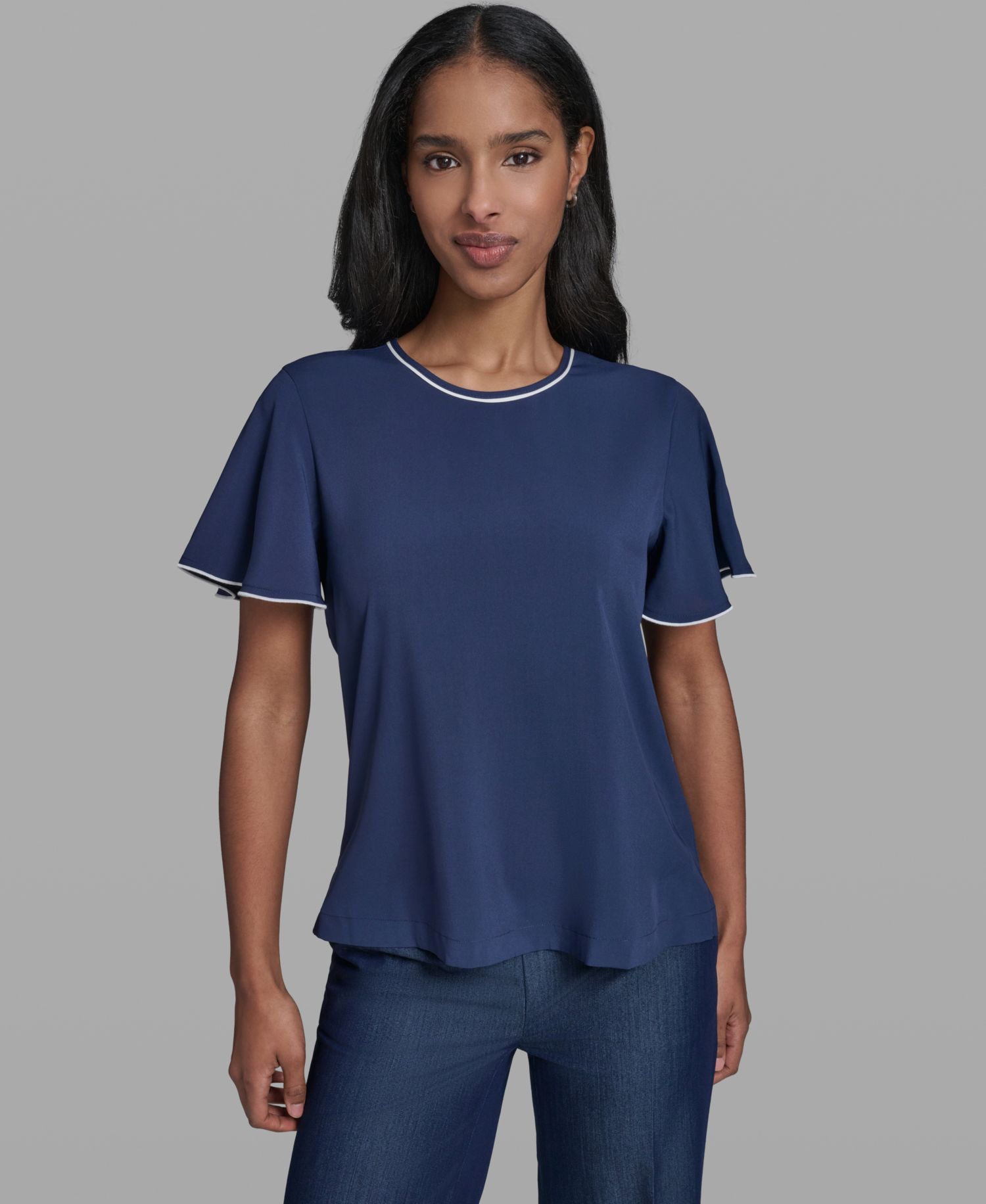 Women's Crew Neck Short-Sleeve Blouse