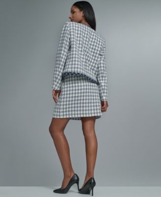 Women's Open-Front Checkered Jacket