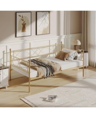 Twin daybed with Trundle, Metal Twin Daybed and Trundle Set, Day Bed Sofa Bed Frame with Steel Slat Support, Multifunctional Daybed Frame