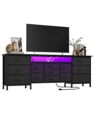  TV Stand with Drawers and Outlet, Long Entertainment Center for TV, Fabric Dresser Media Console