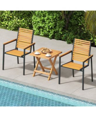 Outdoor Folding Side Table Acacia Wood End Table Square Patio Bistro Table