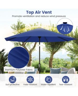 10 FT Solar Patio Umbrella w/96 Multi-colored LED Lights & 9 Modes Vented Top