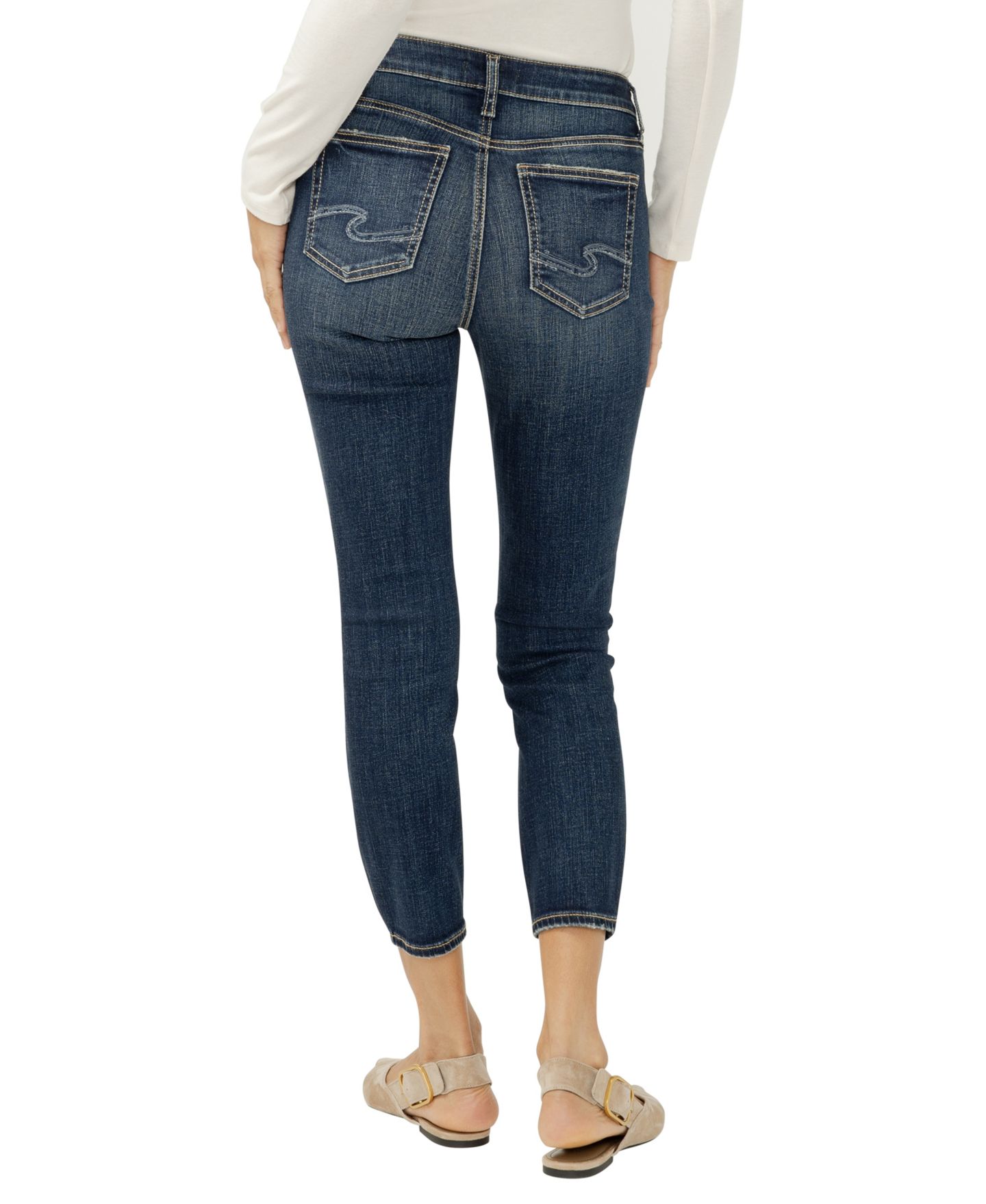 Женские джинсы Silver Jeans Co. Elyse Mid-Rise Cropped Skinny, цвет: Bonnie — фото 4