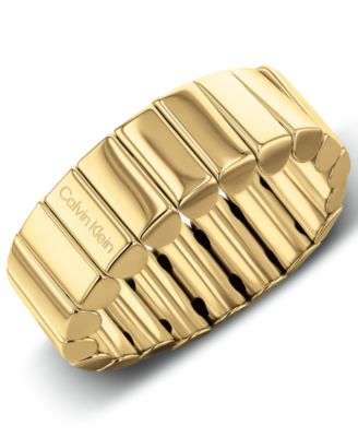 Women's Modern Repetition Gold Tone Stainless Steel Ring