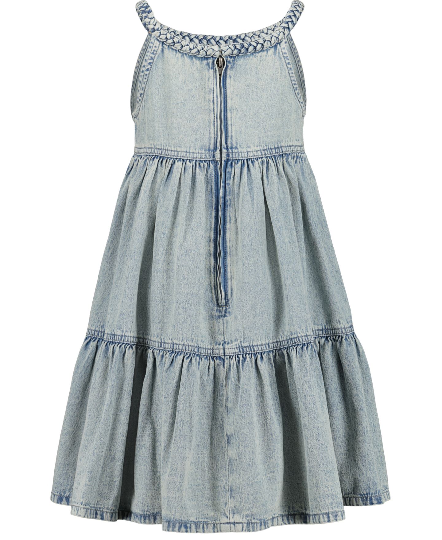 Платье Tommy Hilfiger Rope Trim Scoop Neck Denim Dress для девочек, цвет: Выбеленный варёный — фото 5