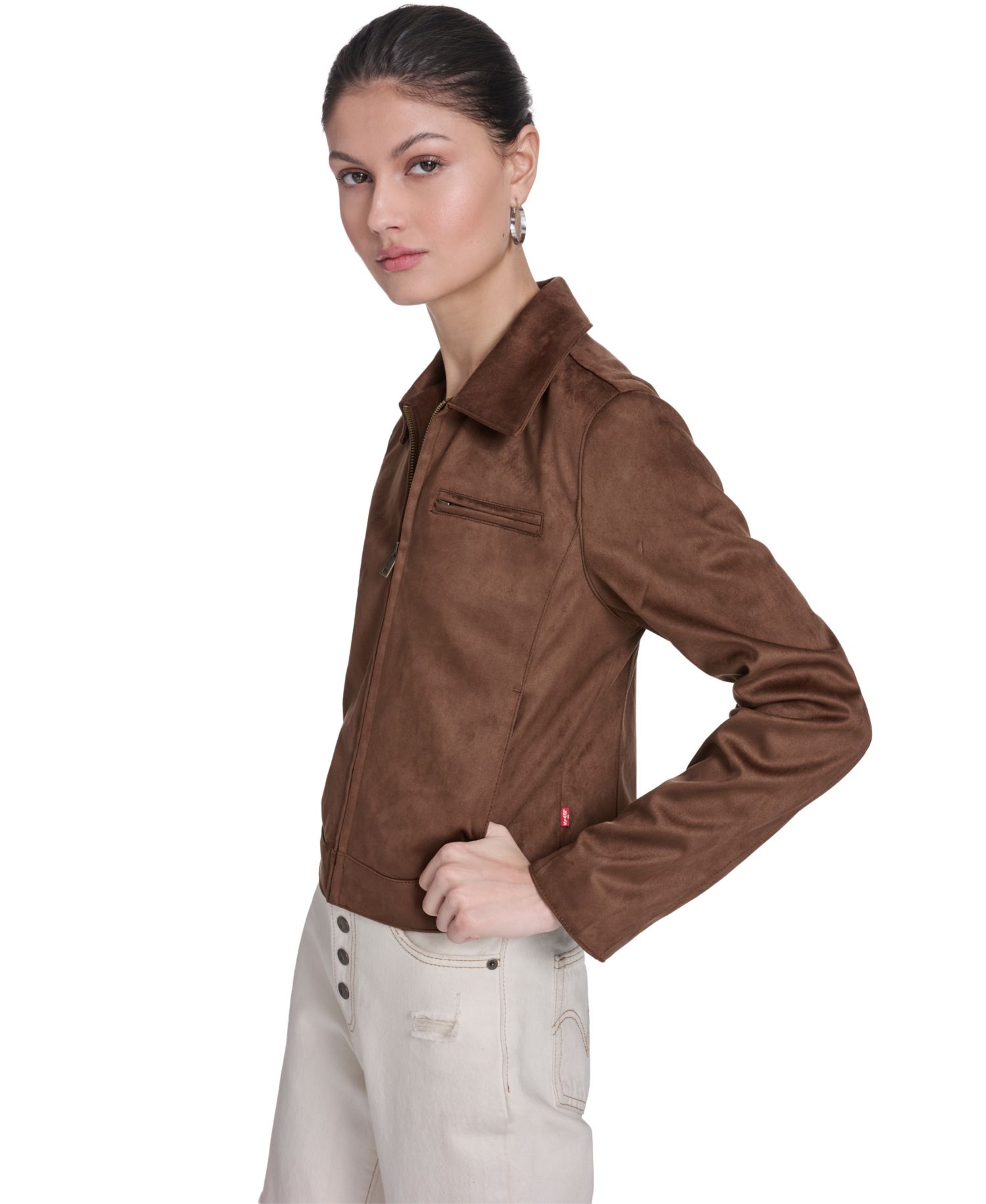 Women's Faux Suede Laydown Collar Jacket