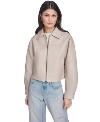 Women's Faux Leather Relaxed-Fit Zip-Front Jacket