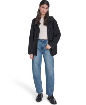 Women's Cinch-Waist Hooded Rain Anorak Jacket