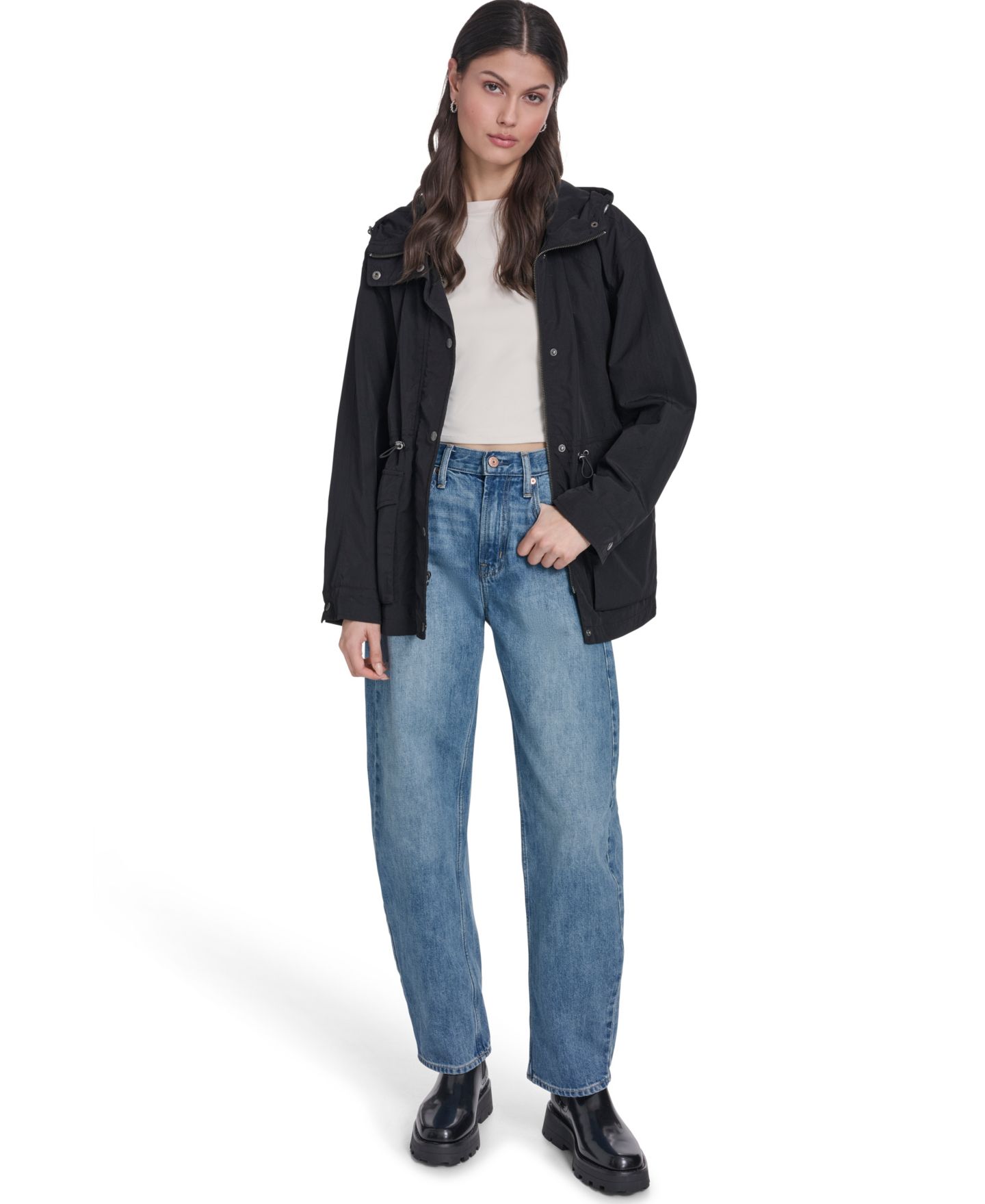 Женская куртка Levi's Cinch-Waist Hooded Rain Anorak, цвет: Чёрный — фото 1