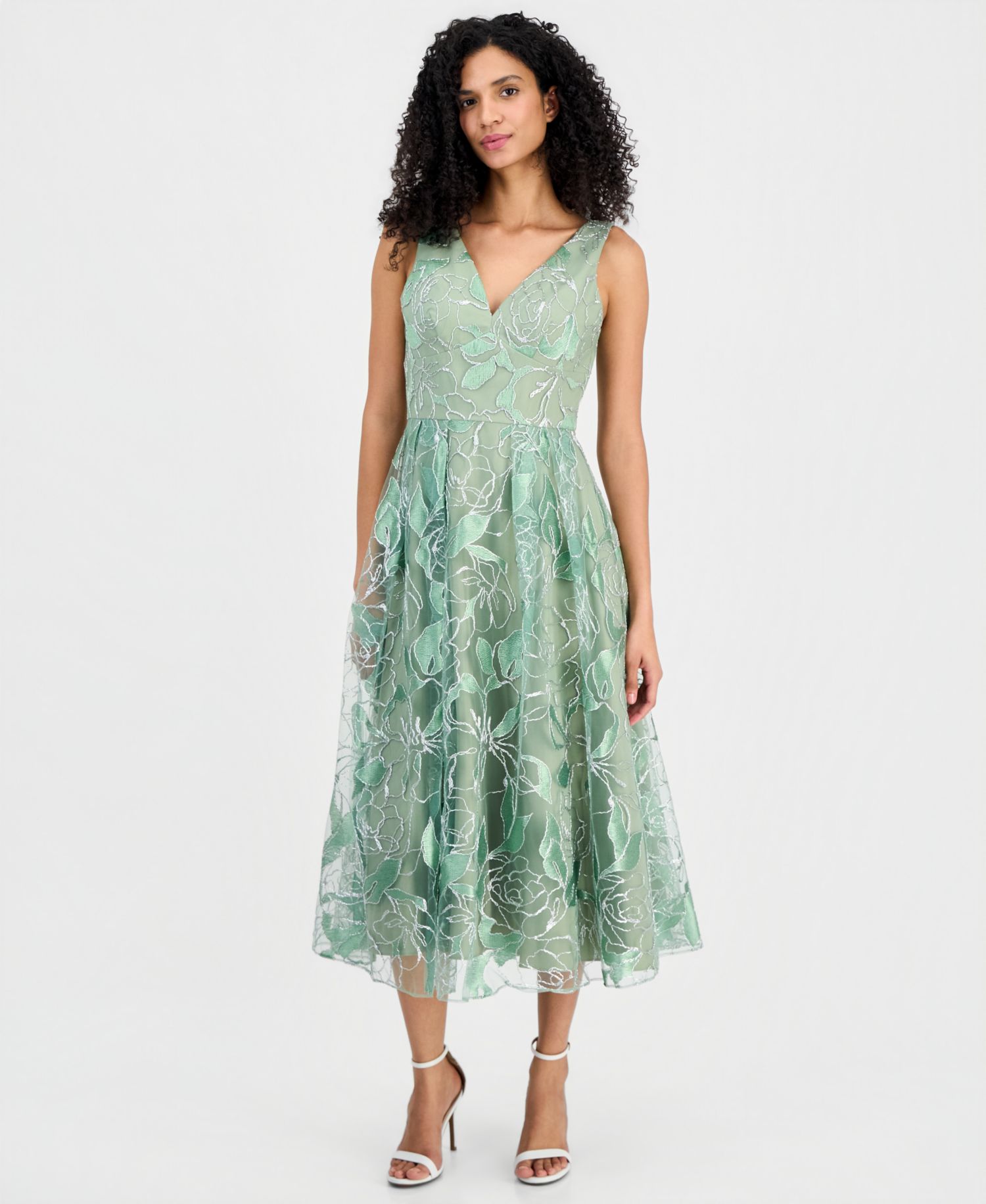 Women's V-Neck Metallic TK Dress