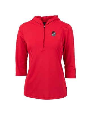 Women's Red Georgia Bulldogs Virtue Eco Pique Half-Zip 3/4 Sleeve Pullover Hoodie