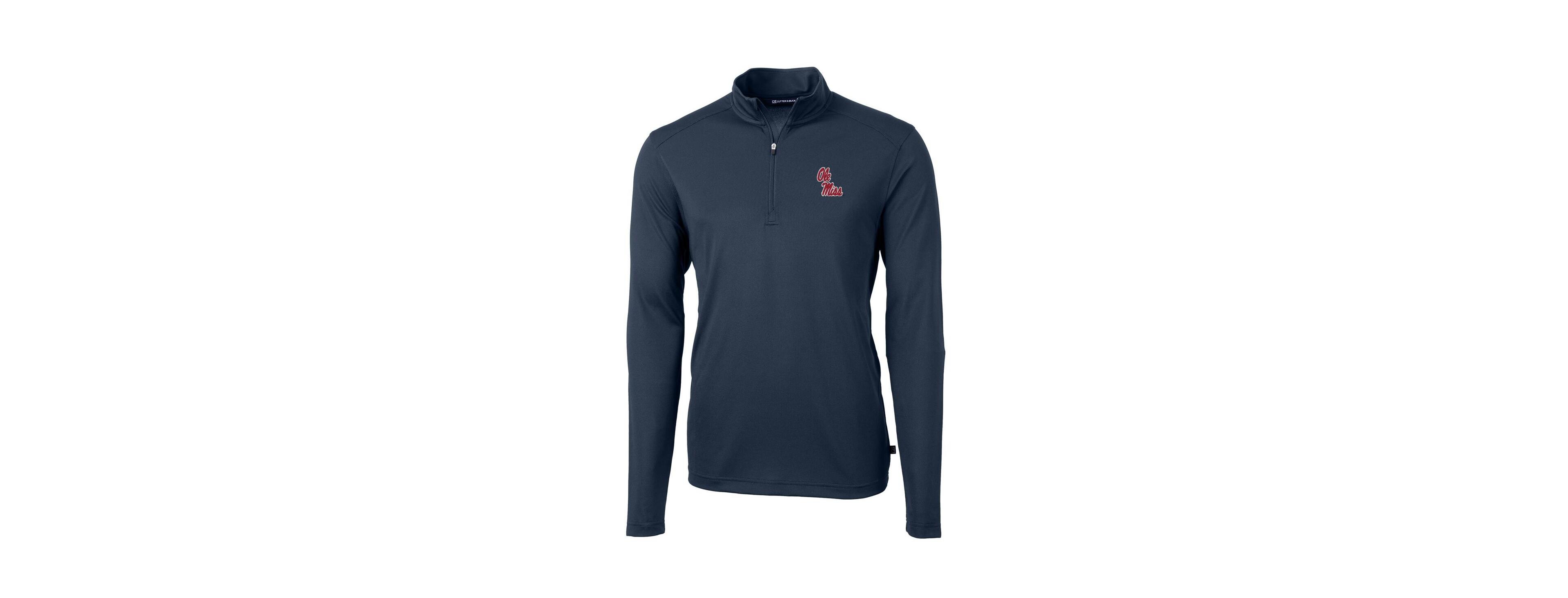 Cutter & Buck Men's Navy Ole Miss Rebels Virtue Eco Pique Quarter-Zip Jacket