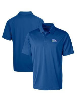 Men's Royal Seattle Seahawks Throwback Logo Prospect Textured Stretch Polo Shirt
