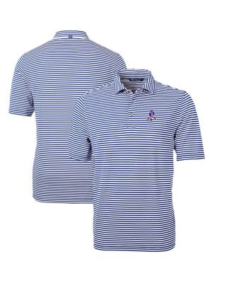 Men's Royal New England Patriots Throwback Logo Virtue Eco Pique Stripe Polo Shirt