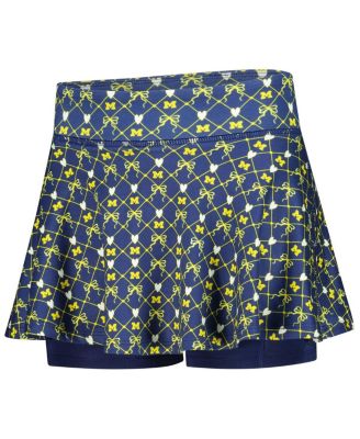 Big Girls Navy Michigan Wolverines All-Over Print Bow Team Logo Skort