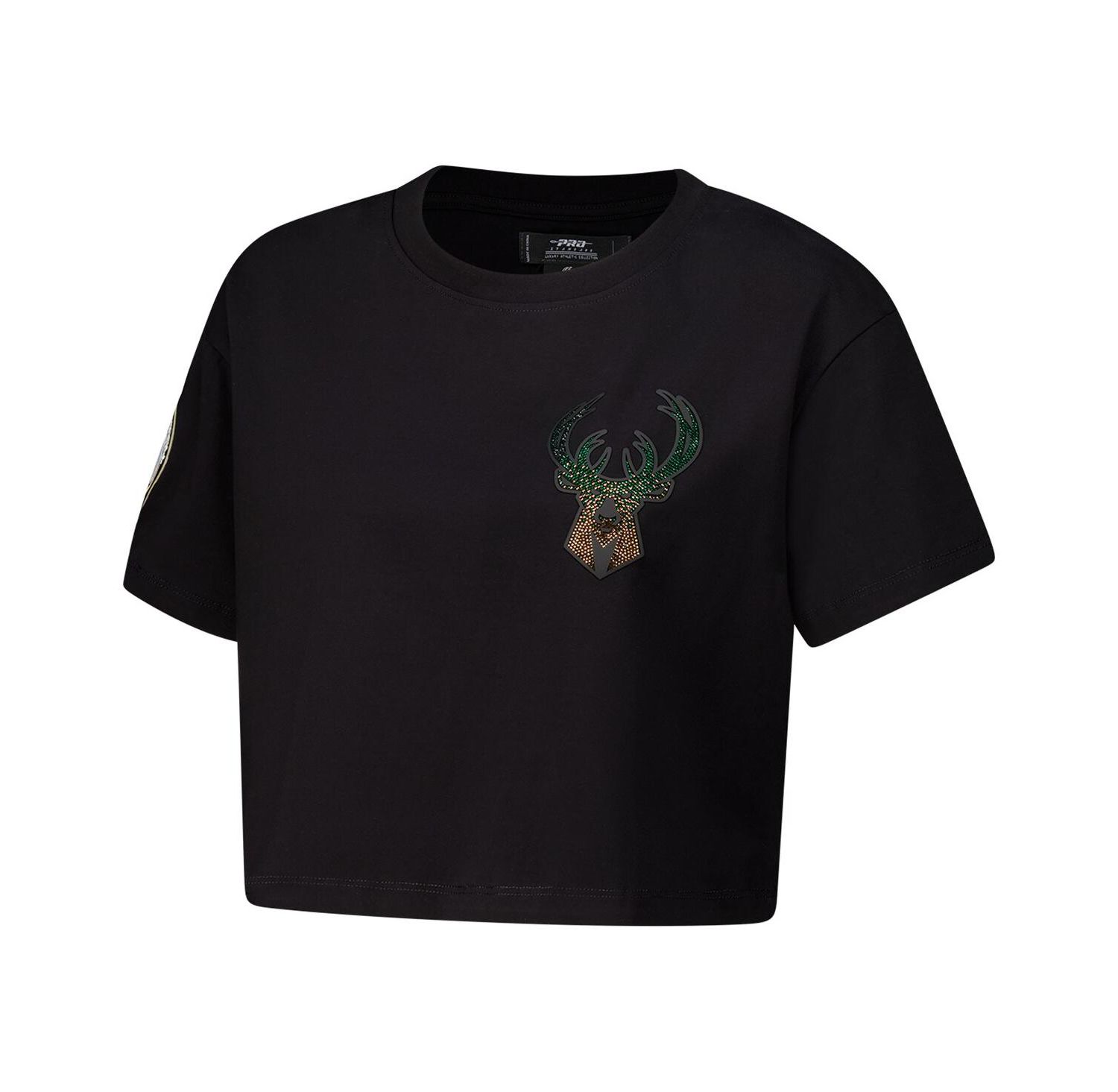 Women's Black Milwaukee Bucks Jewels Boxy Cropped T-Shirt