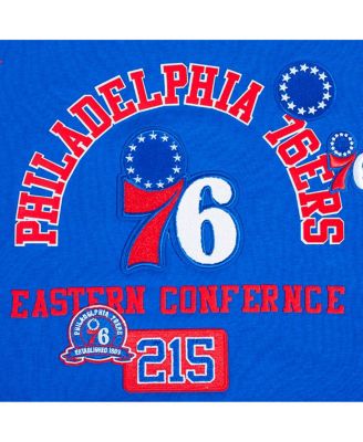 Women's Royal Philadelphia 76ers Area Code Cropped Pullover Sweatshirt