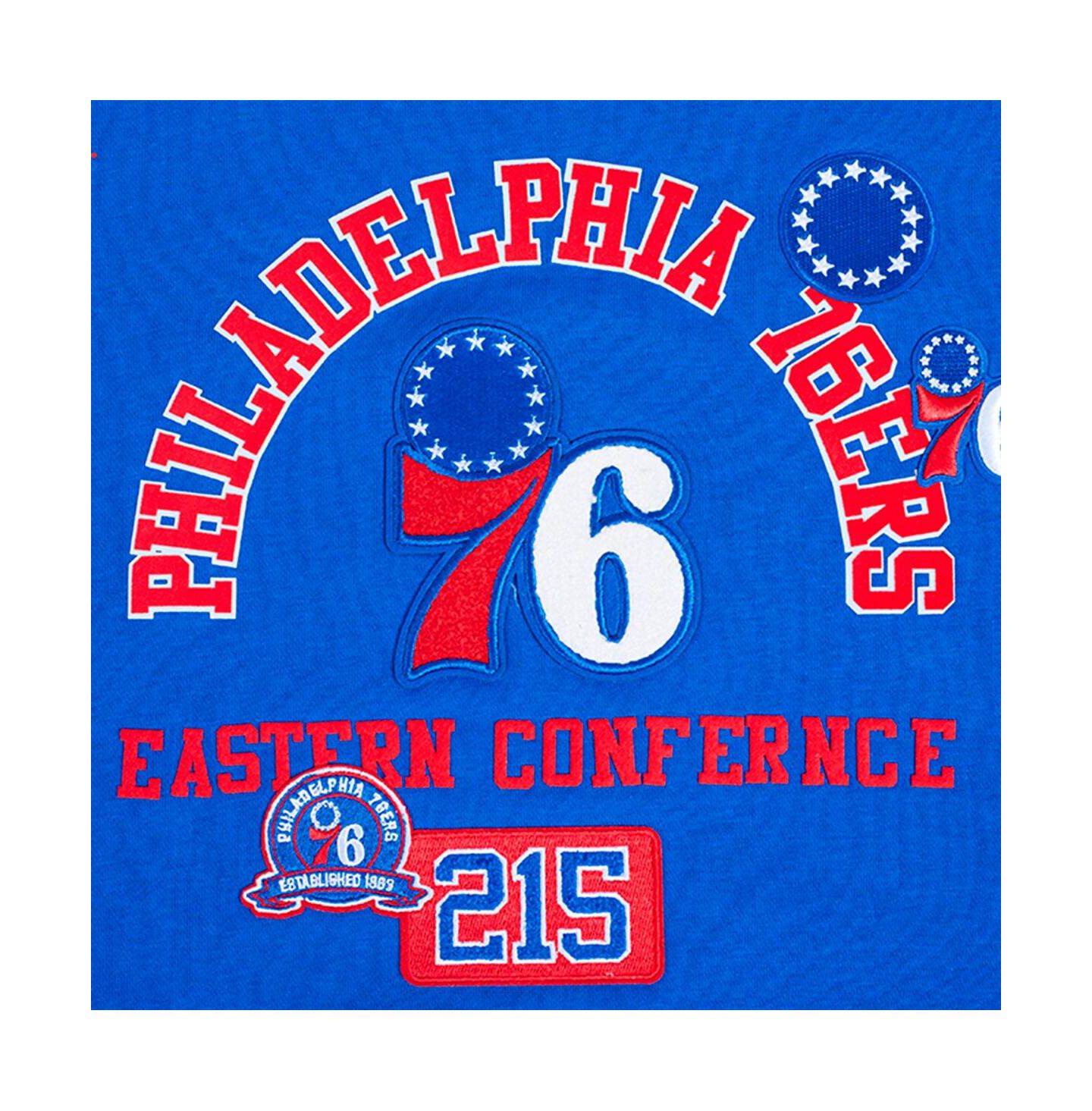 Женский свитшот Pro Standard Royal Philadelphia 76ers Area Code Cropped Pullover — фото 4