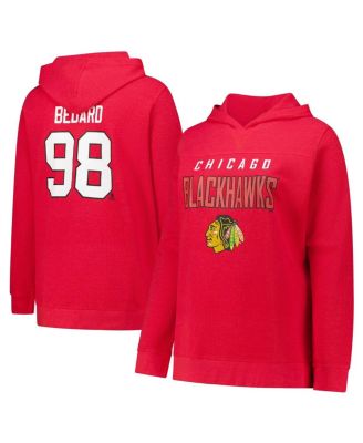 Women's Connor Bedard Red Chicago Blackhawks Plus Size Name & Number Thermal Pullover Hoodie