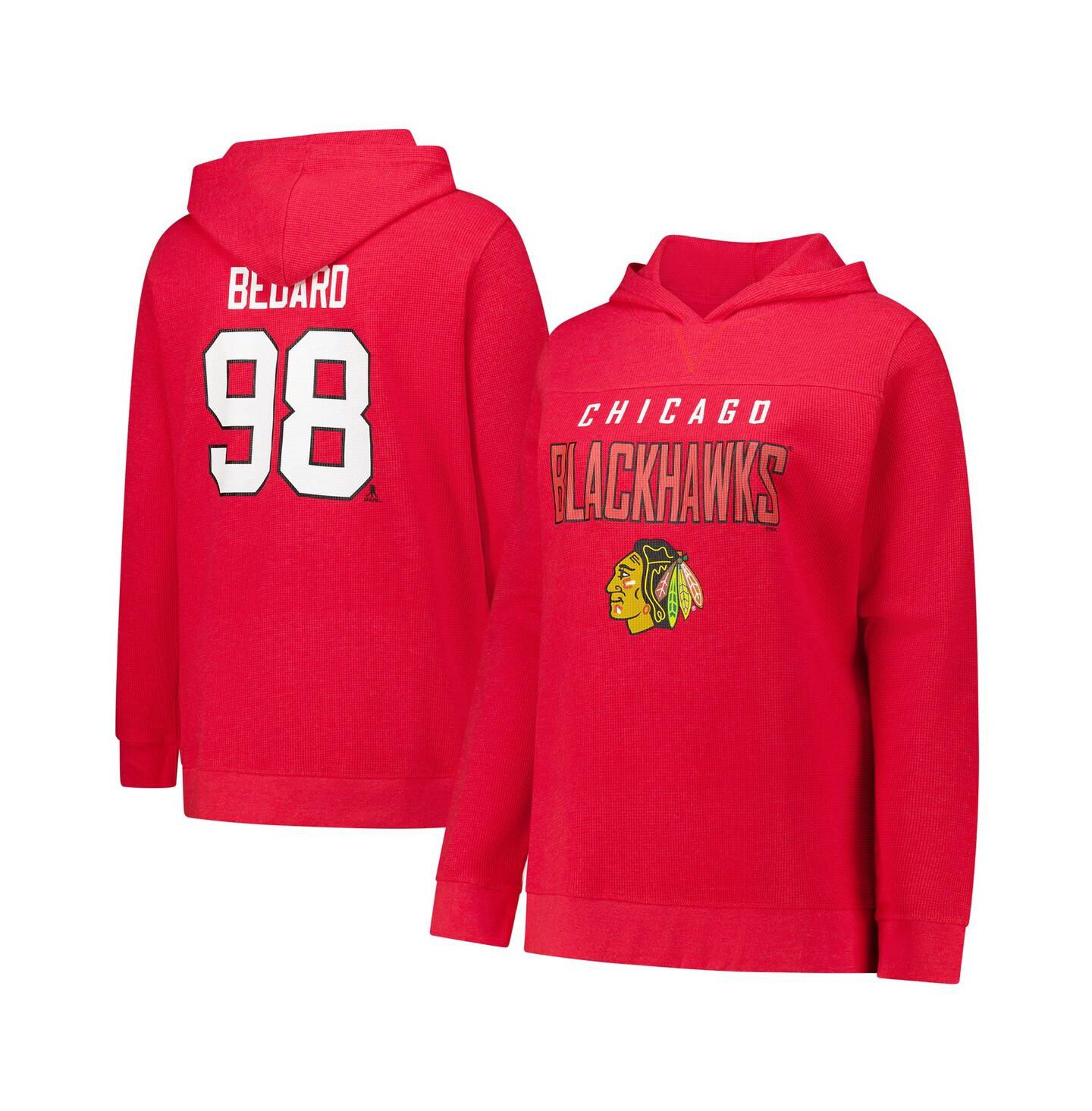 Женское худи Profile Connor Bedard Red Chicago Blackhawks Plus Size Name & Number Thermal Pullover — фото 1