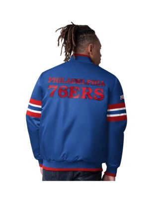Men's Royal Philadelphia 76ers Scout Varsity Satin Full-Snap Jacket