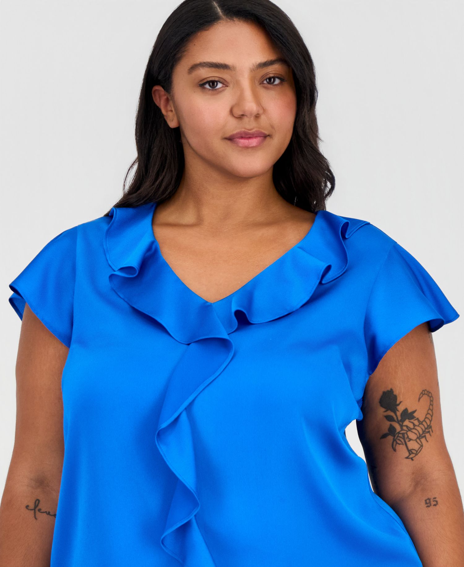 ASL Plus Size Ruffled Flutter-Sleeve Top