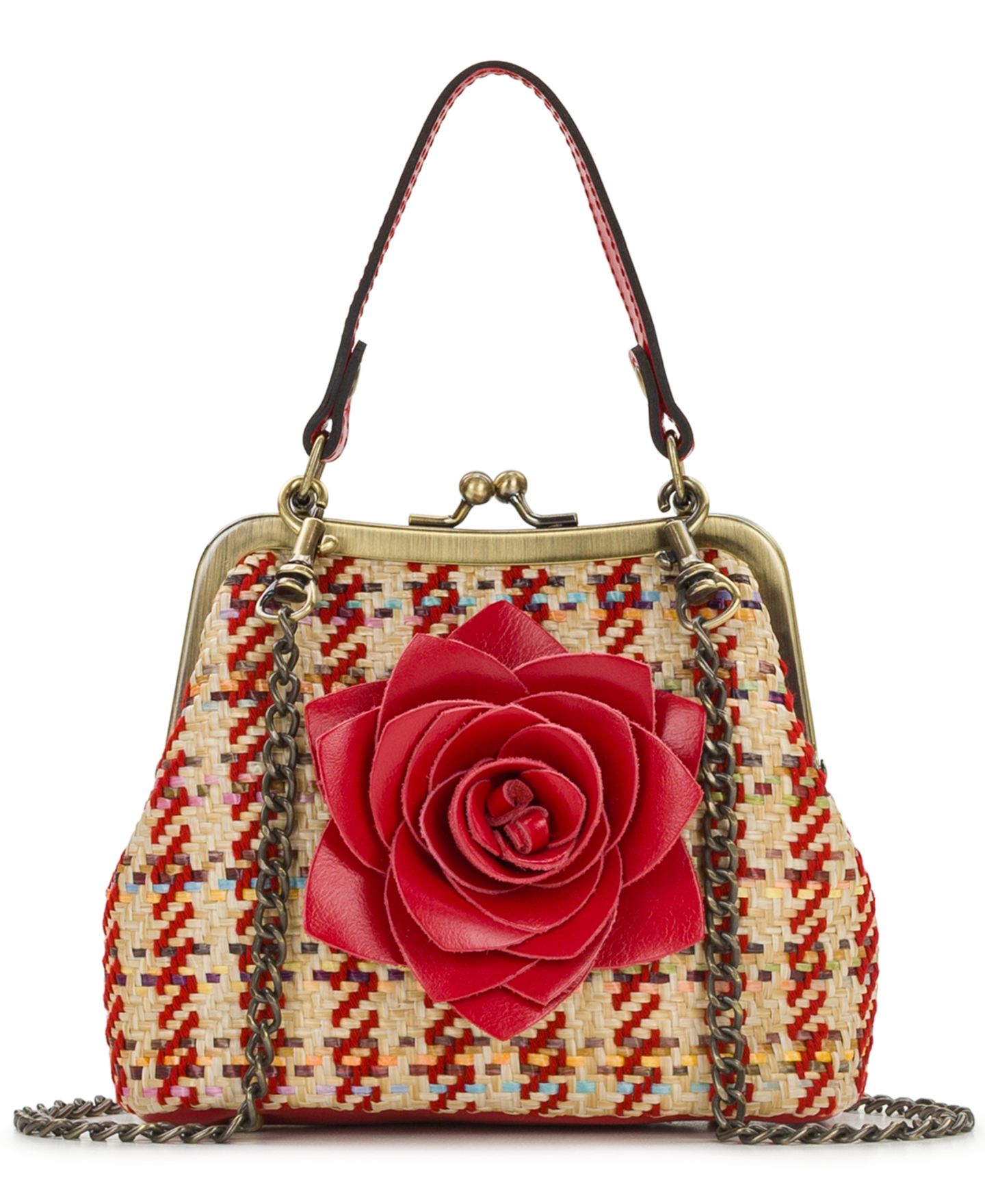 Женская сумка Patricia Nash Laureana Mini Raffia Kisslock Frame Crossbody, цвет: Клубничный — фото 1
