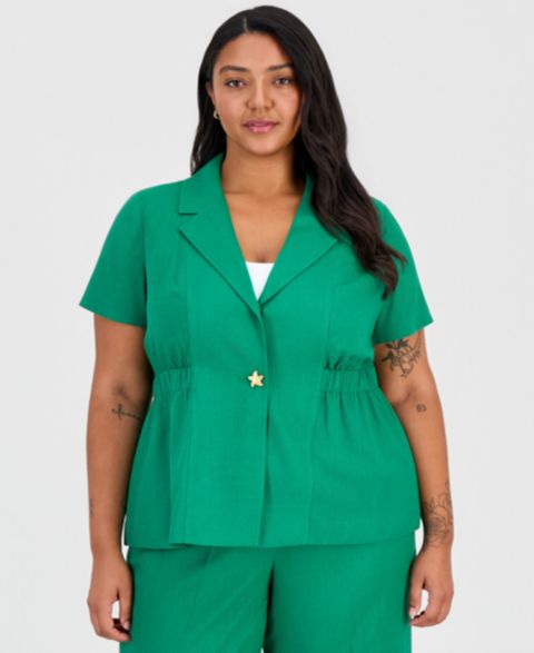 Женские куртки Tahari ASL Plus Size Notch-Collar Short-Sleeve Jacket
