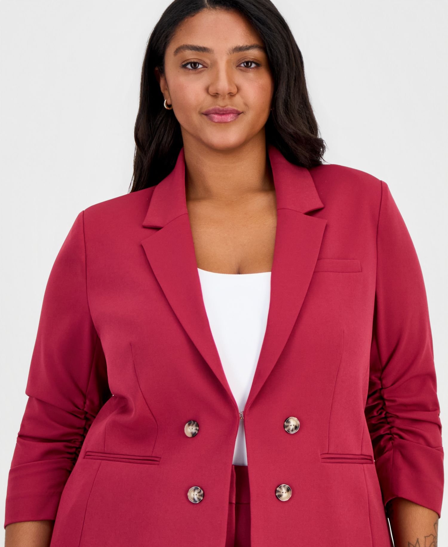 ASL Plus Size Faux Double-Breasted Blazer