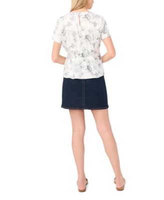 Women's Short-Sleeve Pleated-Waist Blouse